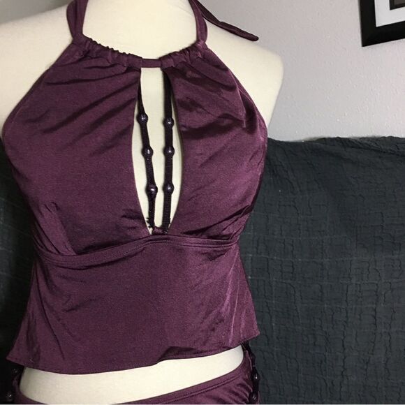 Perry Ellis Burgandy Tankini Size M/L - Picture 6 of 9